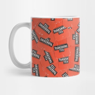 Yorkshire Tea. Red Tea Bag Tag Montage Pattern Mug